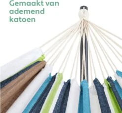 Vita5 Hangmat Met Standaard – 2 Persoons – Incl. Bekerhouder – 205kg Draaggewicht – Groen/Blauw -Buitentuin Winkel 1200x1111