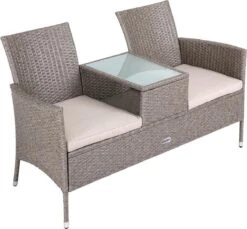 Casaria Tuinbank Polyrattan - 2-Zits Incl.Tafel - Weerbestendig Beige -Buitentuin Winkel 1200x1113 1