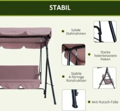 Outsunny Hollywoodschommel 3-zits Tuinschommel Schommelbank Met Dak 3 Kleuren 84A-054 -Buitentuin Winkel 1200x1113