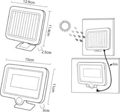 LED-schijnwerper Op Zonne-energie Met Bewegingssensor Maclean Energy IP44, 5W, 400lm, 6000K Koud Wit, Lithiumbatterij 1300 MAh, 5,5V DC MCE438 -Buitentuin Winkel 1200x1115 4