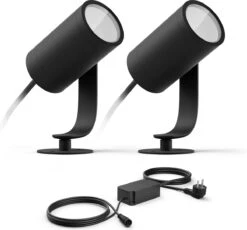 Philips Hue Lily Tuinspot Starterspakket - Prikspot White And Color Ambiance - Prikspots Voor Buiten - Tuinverlichting - 2 Spots - Zwart