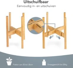 LifeGoods Planten Standaard - Uitschuifbare Bloempothouder - 20 Tot 30 Cm - Licht Bamboe -Buitentuin Winkel 1200x1130 8