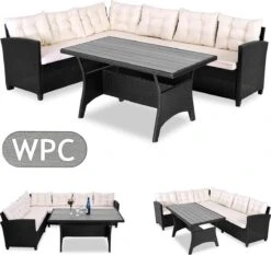 Casaria Polyrattan Tuinset - 15 Delig Voor 6 Personen – Crème Zwart -Buitentuin Winkel 1200x1131 6