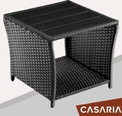 Casaria Polyrattan Bijzettafel - WPC Tafelblad 45x45x40cm – Zwart -Buitentuin Winkel 1200x1138 2