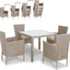 Casaria Polyrattan Tuinset - 4 Stoelen & Tafel 90x90 Cm - Beige Grijs -Buitentuin Winkel 1200x1138 4