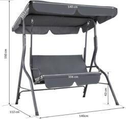 Merkloos Casaria Hollywood Schommel - Antraciet - Incl. Zonnekap -Buitentuin Winkel 1200x1139 2