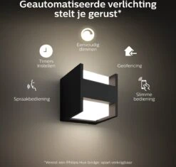 Philips Hue Fuzo Muurlamp - Warmwit Licht - Zwart - Smal - Gesloten -Buitentuin Winkel 1200x1142 6