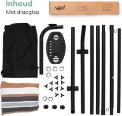 Vita5 Hangmat Met Standaard – 2 Persoons – Incl. Bekerhouder – 205kg Draaggewicht – Blauw/Wit/Bruin -Buitentuin Winkel 1200x1143 3