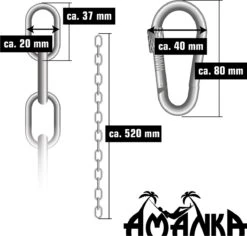 2x 50cm Hangende Stoelketting Tot 230kg - 4 Karabiners - Schommel Hangmat Bokszak Ophanging -Buitentuin Winkel 1200x1145 2