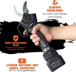 Reichlër® Elektrische Snoeischaar - 40 Mm Snijdiameter - 2x Accu - Anti-cut Functie - Heggenschaar - Takkenschaar - Zwart -Buitentuin Winkel 1200x1145 6