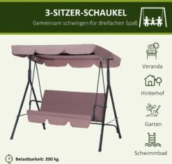 Outsunny Hollywoodschommel 3-zits Tuinschommel Schommelbank Met Dak 3 Kleuren 84A-054 -Buitentuin Winkel 1200x1147