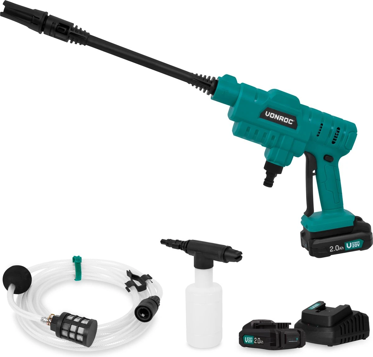 VONROC Accu Drukreiniger 20V – 24bar – 198 L/h - Incl. 5m Aanzuigslang, Reinigingsmiddelenfles En Regelbare Spuitmond – Incl. 2x 2.0Ah Accu En Snellader 3 VONROC Accu Drukreiniger 20V – 24bar – 198 L/h - Incl. 5m Aanzuigslang, Reinigingsmiddelenfles En Regelbare Spuitmond – Incl. 2x 2.0Ah Accu En Snellader