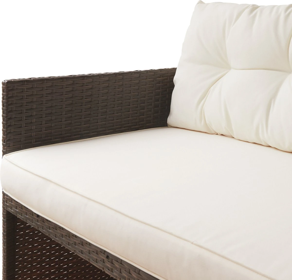 Teamson Home 3-Delig Hoek Loungeset - Tuinmeubelen - Tuinbank - Omvat Tafel En Kussens - Rotan - Bruin/Wit 12 Teamson Home 3-Delig Hoek Loungeset - Tuinmeubelen - Tuinbank - Omvat Tafel En Kussens - Rotan - Bruin/Wit - Afbeelding 10