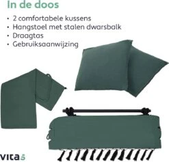 Vita5 XXL Hangstoel | Binnen&Buiten Hangnest | Incl. 2 Kussens En Boekenvak | Volwassenen&Kinderen | Hangmatstoel Tot 225kg | Donkergroen -Buitentuin Winkel 1200x1152 2