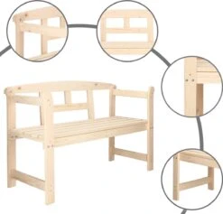 Merkloos Springos Tuinbank | Tuinbankje | Zitbank Buiten | Naaldhout | 119 X 78 X 45 Cm | Licht -Buitentuin Winkel 1200x1152