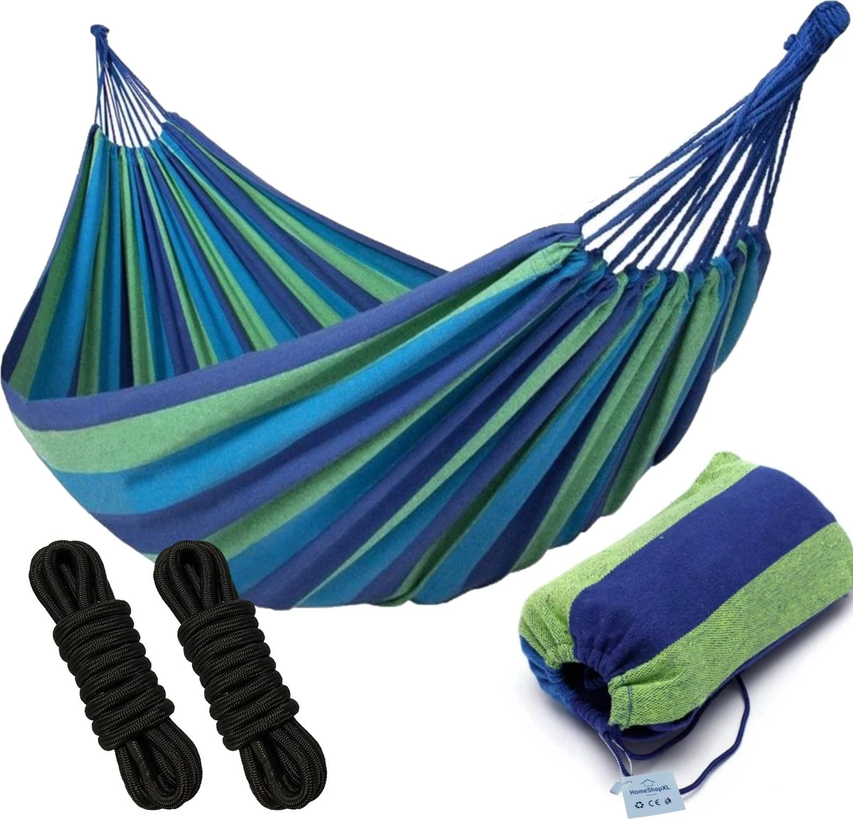 Dubbele Hangmat Blauw - 1 Of 2 Persoons - Lig Oppervlak 190x150cm - Lengte 260cm