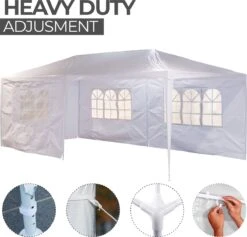 MaxxGarden Partytent - Paviljoen - 300 X 600 X 250 Cm - Met Zijwanden - Waterdicht Pro - 32mm Buizen – Wit -Buitentuin Winkel 1200x1153