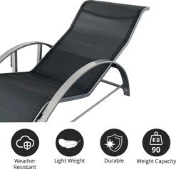 MaxxGarden Ligbed Set - 2 Stuks Zwart - Met Tafel - Sun Loungers - Loungebed -Buitentuin Winkel 1200x1155 1