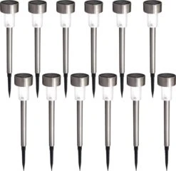 B.K.Licht - Solar Tuinverlichting LED - Padverlichting Met Nachtsensor - 12 Stuks - Tuinlampen Op Zonneenergie - Buitenverlichting - Buitenlamp - IP44 - Incl. Grondspies