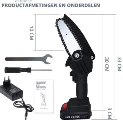 Zenway - Mini Kettingzaag - Snoeizaag - Kettingzaag - Kettingzaag Elektrisch Met 1 Accu- Inclusief Koffer - 1 Extra Accu - Zwart -Buitentuin Winkel 1200x1169 7