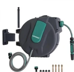 VONROC Automatische Slanghaspel – Incl. 25m Tuinslang, Aansluitslang, Spuitstuk, Koppelingen & Kraanaansluiting -Buitentuin Winkel 1200x1170 10