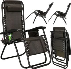 Springos Tuinstoel | Ligstoel | Opvouwbaar | Verstelbaar | Ergonomische Hoofdsteun | Bruin / Zwart -Buitentuin Winkel 1200x1171 3