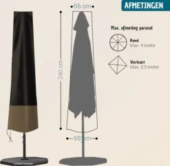 Vannons - Parasolhoes - Parasolhoes Staande Parasol - Max. 3.5 Meter - Zwart/Bruin -Buitentuin Winkel 1200x1177 1