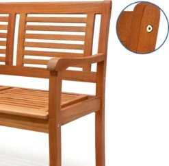 Casaria Tuinbank - FSC®-Gecertificeerd Eucalyptushout - 153cm Bruin -Buitentuin Winkel 1200x1177 3