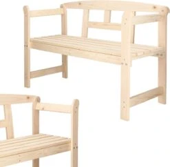 Merkloos Springos Tuinbank | Tuinbankje | Zitbank Buiten | Naaldhout | 119 X 78 X 45 Cm | Licht -Buitentuin Winkel 1200x1178 1