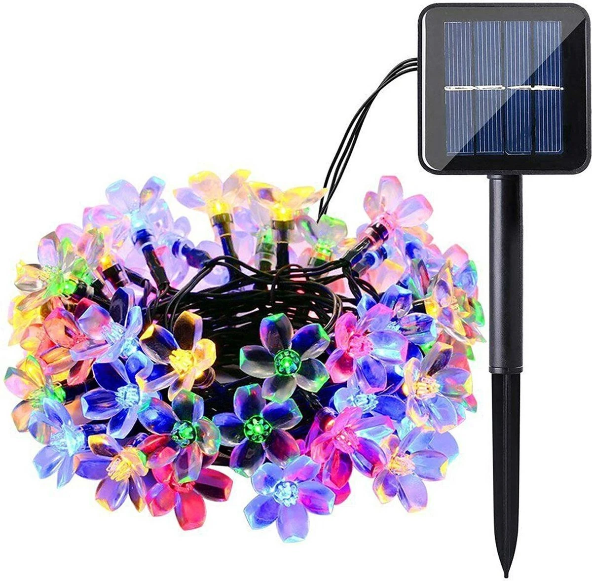 Solar LED String Lichten - Multi- Kleur Bloemen Tuin Verlichting - 6 Meter - 50LED Lichtslinger - Sfeerverlichting - Voor Binnen En Buiten - Decorative Lighting - Lichtsnoeren -Tuinverlichting Zonne-energie - Fairy Lights - Bloem Figuur 3 Solar LED String Lichten - Multi- Kleur Bloemen Tuin Verlichting - 6 Meter - 50LED Lichtslinger - Sfeerverlichting - Voor Binnen En Buiten - Decorative Lighting - Lichtsnoeren -Tuinverlichting Zonne-energie - Fairy Lights - Bloem Figuur