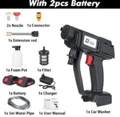 Merkloos Elektrische Accu-Hogedrukreiniger - 20Bar - Multifunctioneel Mondstuk - Draagbaar Oplaadbaar Snoerloos - Reinigingsspuitpistool - Met Rijke Accessoires - Voor Makita 18V-batterij - Voor Auto, Tuin, Terras, Raam (Zwart) -Buitentuin Winkel 1200x1178 6