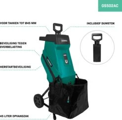 VONROC Hakselaar/Shredder 2500W – Voor Takken Tot Ø45mm – Incl. 45L Opvangzak & Duwstok 10 VONROC Hakselaar/Shredder 2500W – Voor Takken Tot Ø45mm – Incl. 45L Opvangzak & Duwstok -Buitentuin Winkel 1200x1179 6