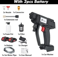 Merkloos Elektrische Accu-Hogedrukreiniger - 20Bar - Multifunctioneel Mondstuk - Draagbaar Oplaadbaar Snoerloos - Reinigingsspuitpistool - Met Rijke Accessoires - Voor Makita 18V-batterij - Voor Auto, Tuin, Terras, Raam (Zwart) -Buitentuin Winkel 1200x1179 7