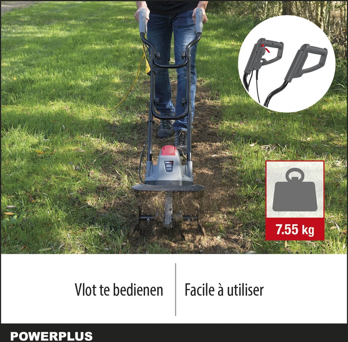 Powerplus POWEG7010 Tuinfrees - 1050W - Werkbreedte 320mm - Werkdiepte Max. 220mm - Incl. 4 Messen 8 Powerplus POWEG7010 Tuinfrees - 1050W - Werkbreedte 320mm - Werkdiepte Max. 220mm - Incl. 4 Messen - Afbeelding 6