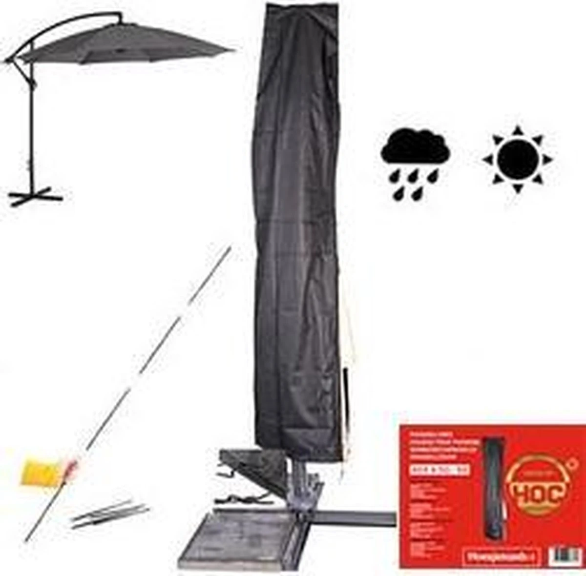 Parasolhoes - Ronde Zweefparasols T/m ø 4 M- Vierkante Zweefparasols T/m 3mx4m - Zware Dikke Kwaliteit - Met Stok Rits En Trekkoord 11 Parasolhoes - Ronde Zweefparasols T/m ø 4 M- Vierkante Zweefparasols T/m 3mx4m - Zware Dikke Kwaliteit - Met Stok Rits En Trekkoord - Afbeelding 9
