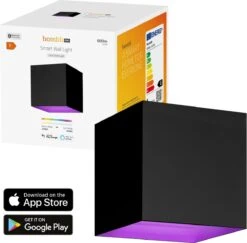 Hombli Wandlamp Voor Binnen En Buiten - Wit En Gekleurd Licht – Aanpasbare Lichthoek, Slimme LED Verlichting, Bad & Woonkamer, Waterdicht, Aluminium, Zwart