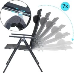 Casaria Tuinstoel Aluminium - 2 Stuks Inklapbaar - Antraciet -Buitentuin Winkel 1200x1183