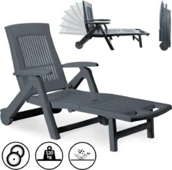Casaria Ligstoel Zircone – Verstelbaar/Wielen Tot 120 Kg – Antraciet -Buitentuin Winkel 1200x1184
