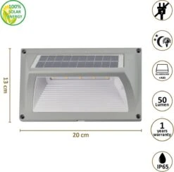 O'DADDY® Castor Tuinverlichting Op Zonneenergie - Wandlamp Buiten - Solar Tuinverlichting - 50 Lumen Warm Wit - Aluminium Grijs - Draadloos -Buitentuin Winkel 1200x1185 4