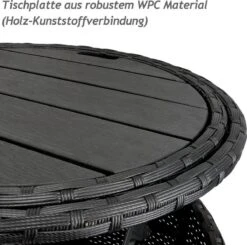 Casaria Polyrattan Zonne-Eiland Ø185cm – Incl. Kussens - Zwart Crème -Buitentuin Winkel 1200x1189 6