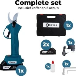 NovarGarden® Elektrische Snoeischaar NG1 - 2x Accu - Elektrisch - Takkenschaar - Op Batterij - 28mm -Buitentuin Winkel 1200x1189 8