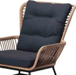 BUITEN Living Dex Wicker Loungestoel Tuin Incl. Wicker Voetenbank | Wicker + Aluminium | Bamboe Antraciet -Buitentuin Winkel 1200x1192