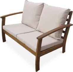 Houten Loungeset 4 Plaatsen - Ushuaïa -ecru Kussens, Bank, Fauteuils En Lage Tafel Van Acacia, Design -Buitentuin Winkel 1200x1192 5