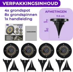 Shutterlight® 16 LED Solar Grondspot - Tuinverlichting - Zonlichtsensor - Zonne-energie - Matte Zwart - Warm Wit Licht - 4 Stuks - Buiten 17 Shutterlight® 16 LED Solar Grondspot - Tuinverlichting - Zonlichtsensor - Zonne-energie - Matte Zwart - Warm Wit Licht - 4 Stuks - Buiten -Buitentuin Winkel 1200x1194 13