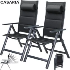Casaria Tuinstoel Aluminium - 2 Stuks Inklapbaar - Antraciet -Buitentuin Winkel 1200x1195
