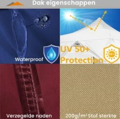 Easy Up Partytent - Partytent - Paviljoen - Partytent Opvouwbaar - Partytent 3x3 - Partytent Met Zijwanden - Inclusief Trolley - Waterdicht - UV 50+ Bescherming - Met Ramen - 16 Kg - Staal - Antraciet - 300 X 300 Cm -Buitentuin Winkel 1200x1195 4