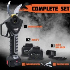 Reichlër® Elektrische Snoeischaar - 40 Mm Snijdiameter - 2x Accu - Anti-cut Functie - Heggenschaar - Takkenschaar - Zwart -Buitentuin Winkel 1200x1195 7