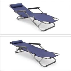 Relaxdays Ligstoel Inklapbaar - Ligbed Met Hoofdsteun - Strandstoel Verstelbaar - Camping - Donkerblauwe -Buitentuin Winkel 1200x1198 1