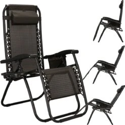 Springos Tuinstoel | Ligstoel | Opvouwbaar | Verstelbaar | Ergonomische Hoofdsteun | Bruin / Zwart -Buitentuin Winkel 1200x1198 3