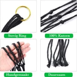 9 Stuks Zwart Macrame Plantenhangers - Boho Handgeweven Katoen Hangpot Voor Binnen/Buiten - Hangende Bloempot Met Kralen - Macramé Touw/Koord Hangplant Houder - Bohemian Wandhanger Decoratie - Plant Hanger - Verticale Tuin Bloempothouder Planthanger -Buitentuin Winkel 1200x1198 43